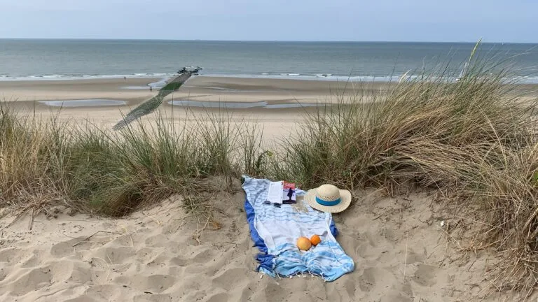 Le livre Ensablée photographiée en bord de mer